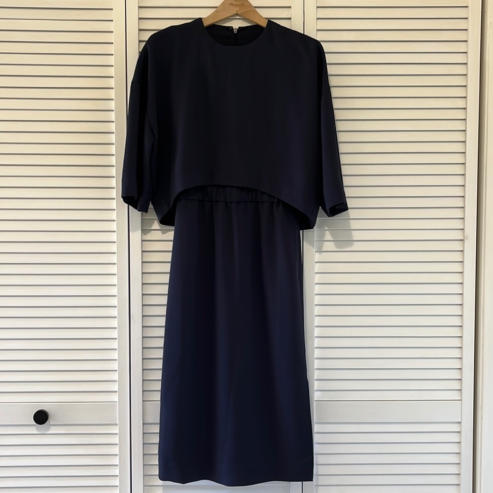 COS navy blue midi dress